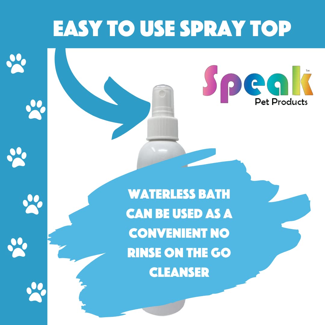 Speak Pet Products Natural Waterless Bath Spray, for Dogs, Hypoallergenic Unscented, 8oz
