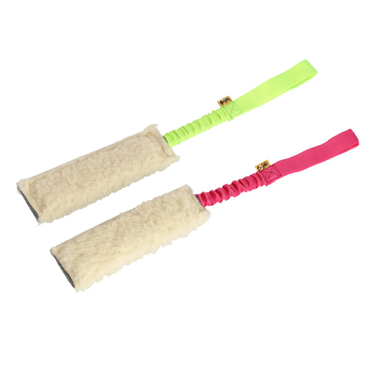 Dingo Woolen 2pack Interactive tug Toys for Dog, Colorful Handle with Bungee Shock Absorber, Natural Soft Toy, for Small Medium and Large Dog’s Breed - tug of war, Agility and Motivation Z30003