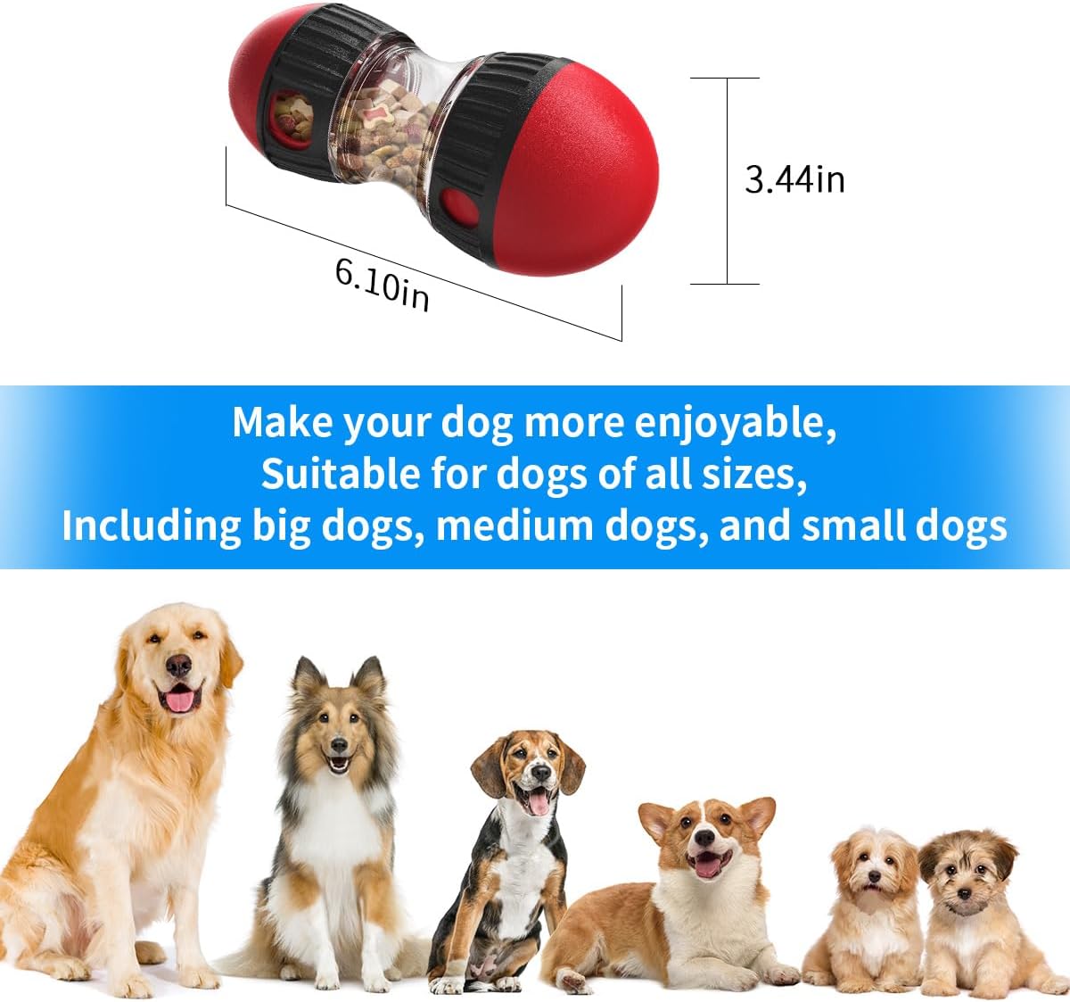 Hurray Treat Dispensing Dog Toys & Adjustable Slow Feeder Ball - Dog Puzzle Toy – Ideal Toys to Keep Them Busy - Treat Ball for Dogs