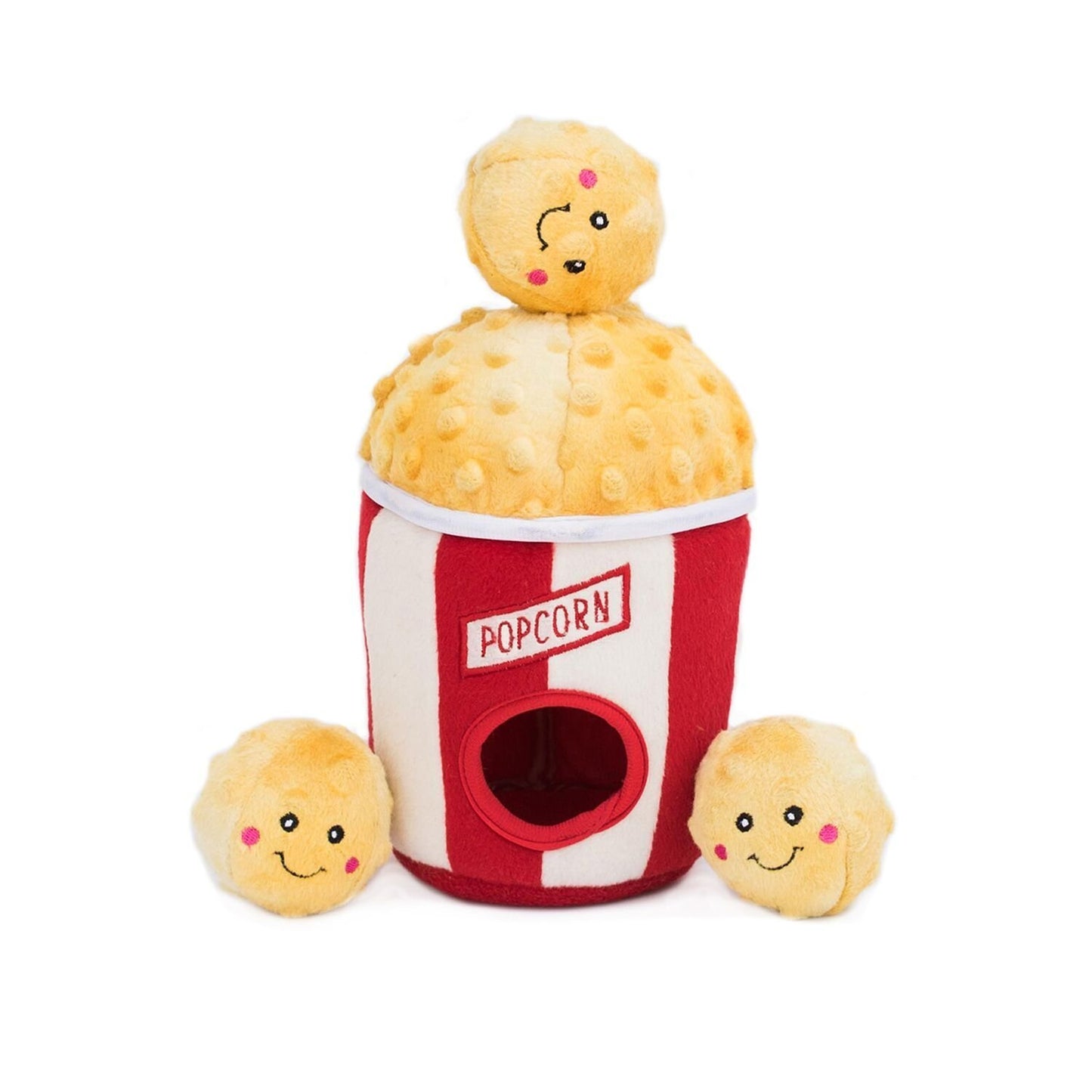 ZippyPaws Burrow- Interactive Dog & Puppy Toys for Boredom, Stimulating Pet Products to Keep Them Busy, Hide & Seek Plush Puzzles, Squeaky Toy for Enrichment, for Small & Medium Dogs- Popcorn Bucket