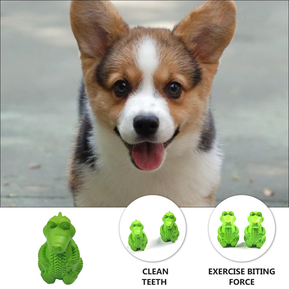 TEHAUX Rubber Pet Teething Toy, Dog Chew Toy for Teeth Cleaning Care - Interactive Treat Dispenser for Puppies Small Dogs - & Teething Relief Green 3X3X4.7 Inches