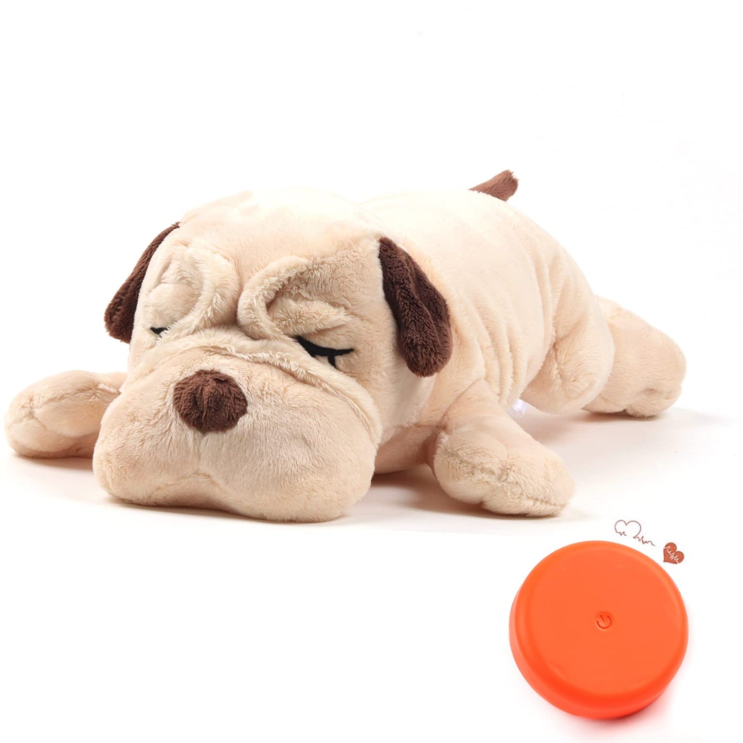 OKAMDERT Heartbeat Puppy Toy,Puppy Separation Anxiety Toy, Puppy Behavioral Training Aid for Dog Sleep Aid Plush, Pet Companion Smart Dog Toys,Beige