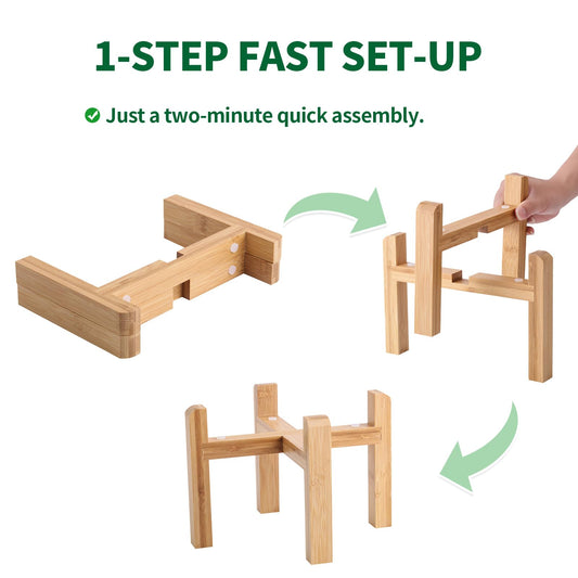 Addogyy Elevated/Raised 7.67 in Wide Dog Food Water Dish Holder Dog Bowl Wood Stand for Medium Large Breed,Only Suitablefor 7.64 Inch Bowl .Non Slip Pet Bowl Stand Height 6.29" Tall Wide Month