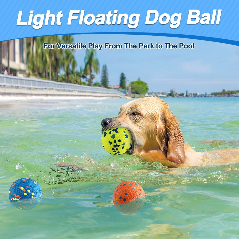 Mankoda Dog Balls, Dog Tennis Balls for Aggressive Chewers, 3'' Durable Teething Chew Toys & Floating Water Toy, Interactive Fetch Ball for Medium/Large Dogs (3 Pack)