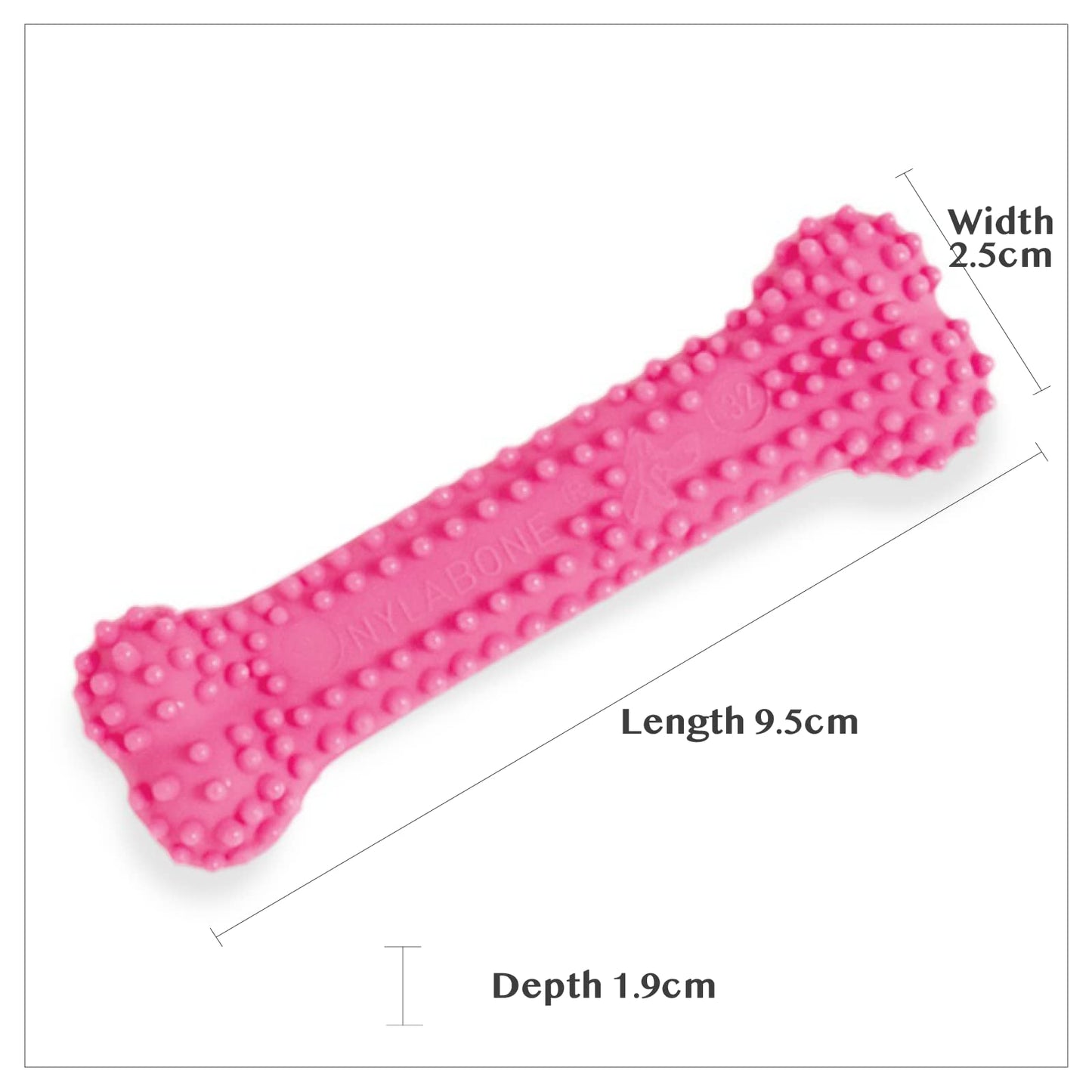 Nylabone Textured Teething Bone Puppy Chew Toy, Soothing Puppy Teething Bone, Enrichment Toy for Puppies, Pink, Chicken Flavor, X-Small Dogs - Up to 15 Ibs, 1 Count