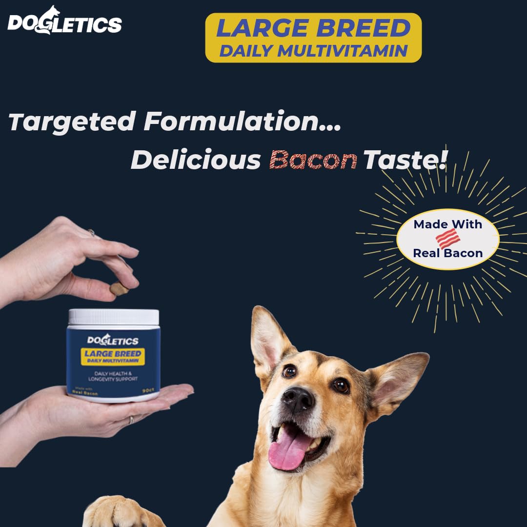 Large Breed Daily Multivitamin - Formulated for Large Dogs & Their Unique Health Needs, 90ct Delicious Bacon Flavor