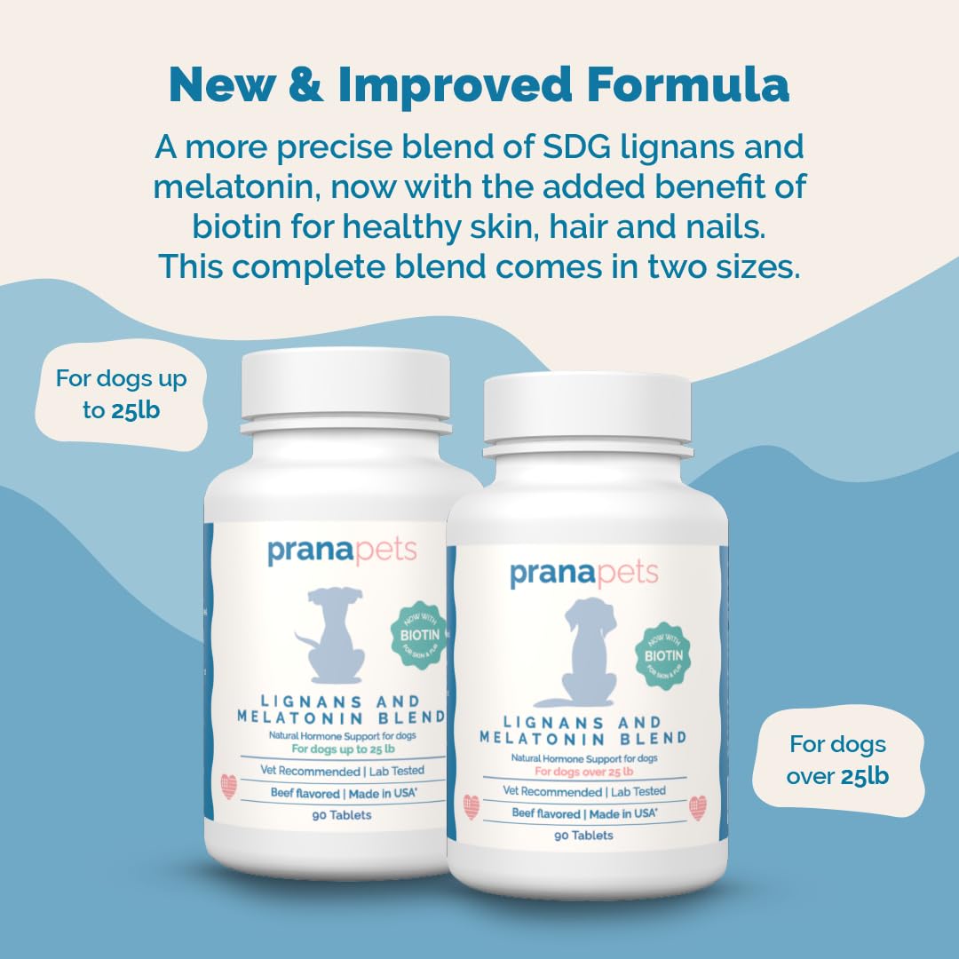 PranaPets Lignans & Melatonin with Biotin Blend Naturally Aids in Relieving Symptoms of Cushing’s in Dogs Over 25 lb | Promote Healthy Balance & Overall Well-Being