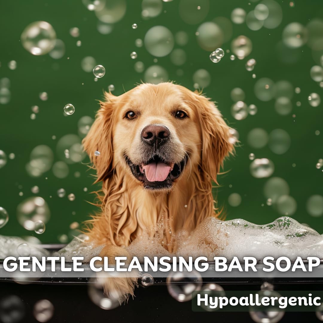 TINOQ Hypoallergenic Dog Shampoo Bar Soap for Sensetive Skin | Natural Ingredients with Chamomile & Green Tea | 3 Bars