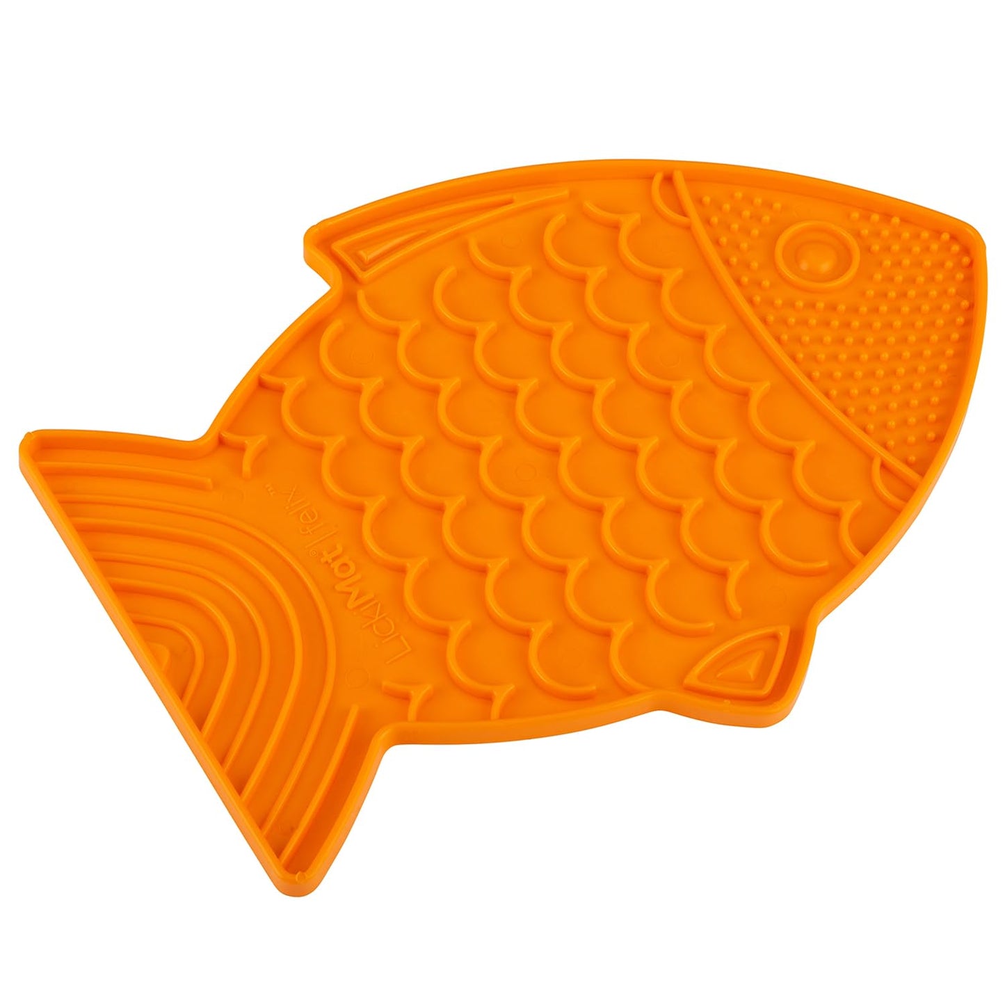 LickiMat Felix, Fish-Shaped Cat Slow Feeders Lick Mat, Boredom Anxiety Reducer; Perfect for Food, Treats, Yogurt, or Peanut Butter. Fun Alternative to a Slow Feed Cat Bowl or Dish, Orange
