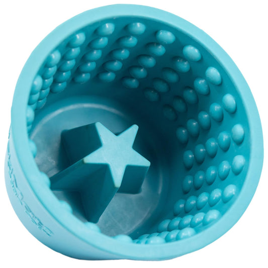 LICKIMAT Yoggie Pot – Distraction, Fun and Enrichment. Long Lasting Rubber Licking Treat Dispenser for All Dog Sizes and Slow Feeder for Small Dogs - Turquoise
