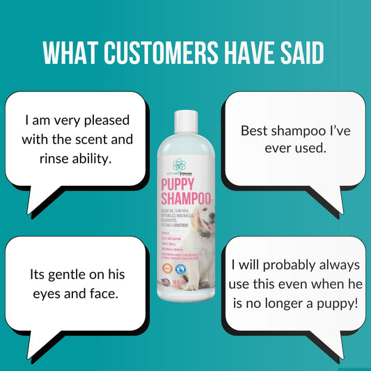 PET CARE Sciences 8 fl oz Tearless Puppy Shampoo and Conditioner - Anti Itch Dog Shampoo Sensitive Skin - Coconut Oil Oatmeal Pet Shampoo for Puppies