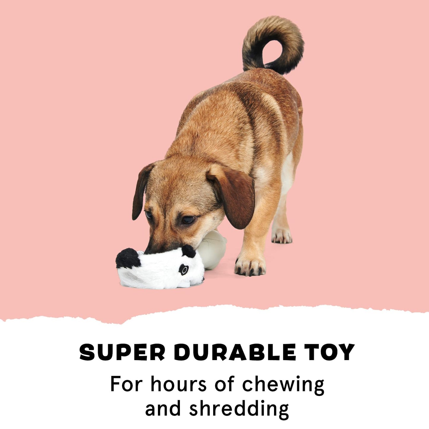 Barkbox Super Chewer Tough Dog Chew Toys for Aggressive Chewers, Plush 2 Toys in 1 (Panda - Large)
