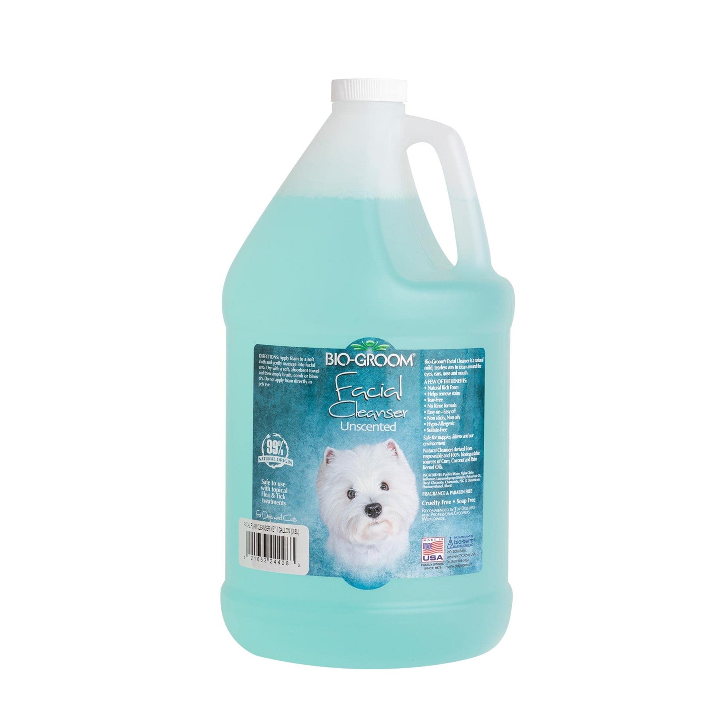 Bio-Groom Facial Cleanser - Dog Face Wash, Unscented, No-Rinse Scrub, Cleaner for Dogs, Tear Stain Remover, Cruelty-Free, Made in USA - 1 Gallon