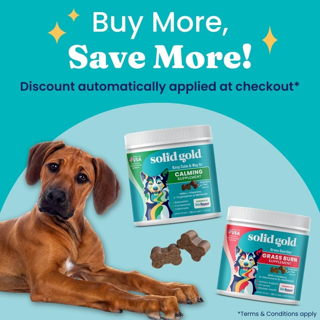 Solid Gold Dog Pee Grass Repair Chews - Dog Urine Neutralizer for Lawn w/Urinary Tract, Kidney, Bladder & pH Support to Reduce Grass Pee Spots & Burn - Pet Urine Neutralizer Treats - Bacon - 120ct