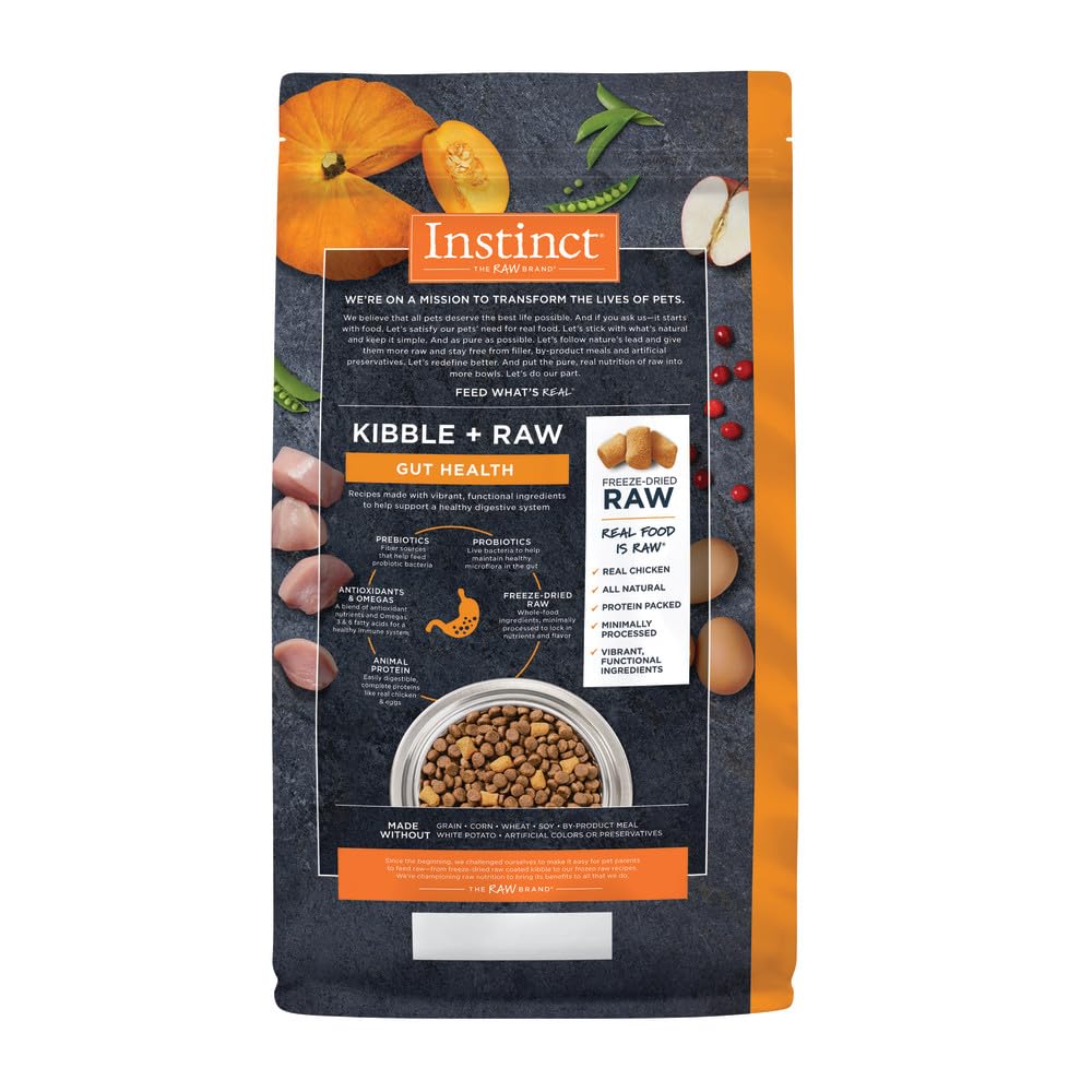 Instinct Raw Boost Gut Health, Natural Dry Dog Food with Freeze Dried Pieces, Grain Free Recipe - Real Chicken, 3.5 lb. Bag