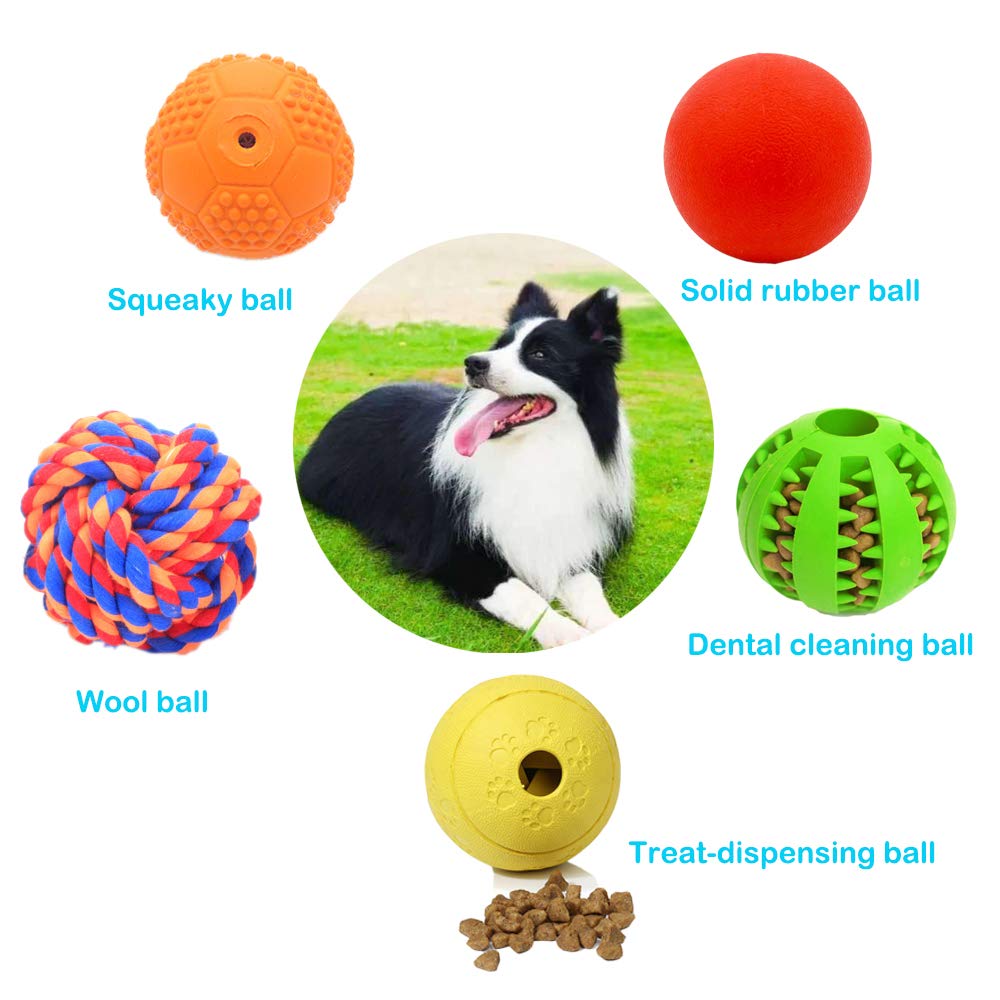 5 Different Functions Interactive Dog Puzzle Toys Balls for Medium Large Dogs, Food Treat Dispensing Dog Toys