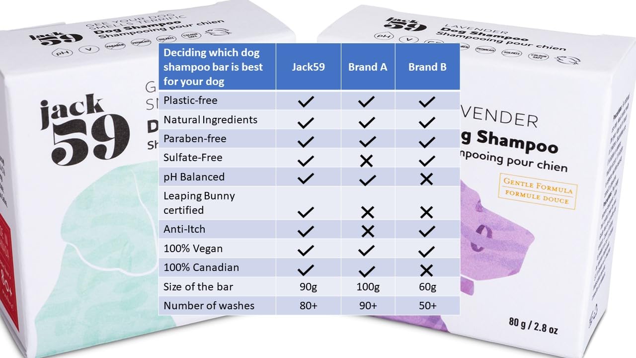 Jack59 Dog Grooming Bar with Conditioners for Skin - Organic, Vegan, pH Balanced, All-Natural Shampoo and Bath Bar for Puppies and Dogs, Gee Your Dog Smells Terrific, 80g