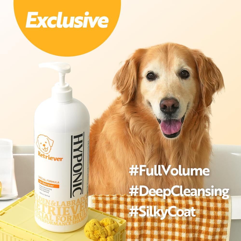 HYPONIC Shampoo for Retriever - Hypoallergenic Breed-Specific Shampoo for Retriever for Soft Volume, deep Cleansing, and Silky Coat (50.72oz)