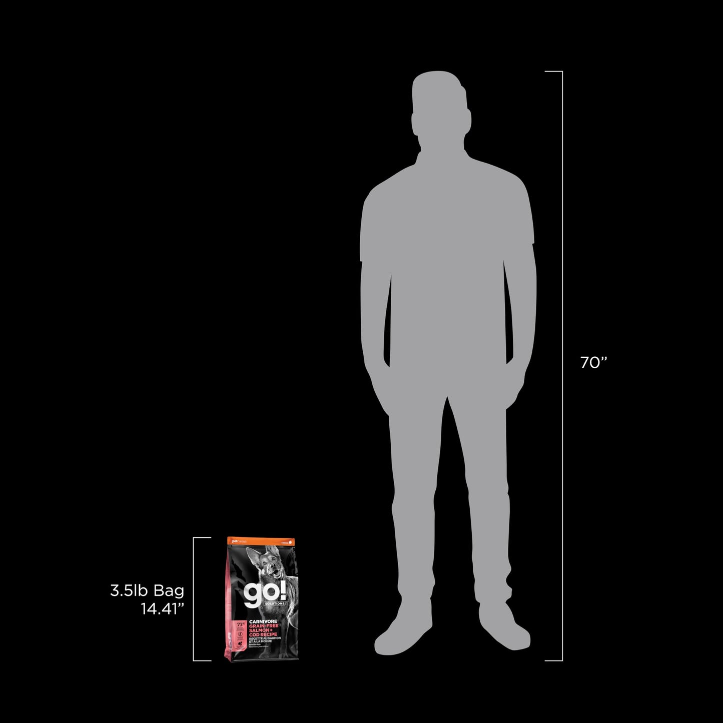 Go! Solutions Carnivore, Grain-Free, Protein Rich Dry Dog Food, Salmon and Cod Recipe, 3.5 lb Bag