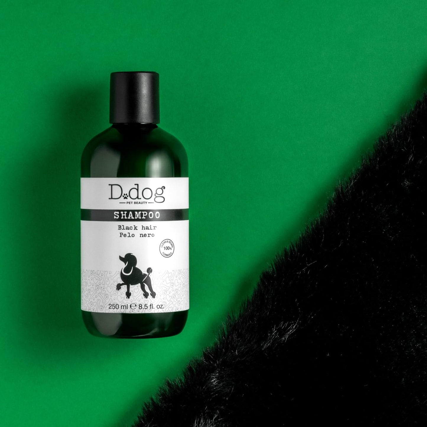 Diego dalla Palma D-Dog Pet Shampoo Black Hair - Shines and Brightens Fur - Enhances Color of Black and Dark Coat - Removes Dirt and Buildup with Every Wash - Hypoallergenic and Alcohol Free - 8.5 Oz