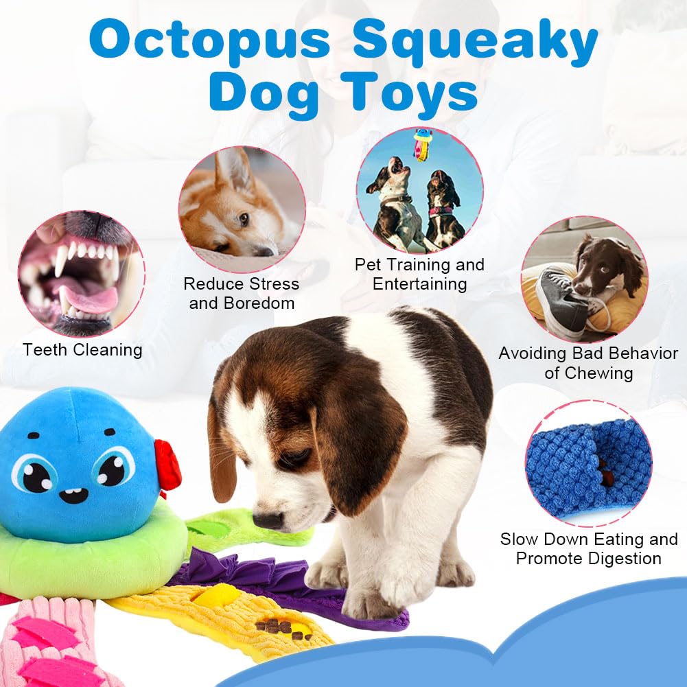 AWOOF Squeaky Dog Puzzle Toys Interactive Plush Dog Toys Snuffle Mat for Small & Medium Dogs, Training Toys Foraging Instinct Training Puppy Toys