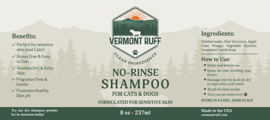Waterless Shampoo for Cats & Dogs – Unscented, No-Rinse Formula for Ultra-Sensitive Skin – Gentle, Soothing & Moisturizing