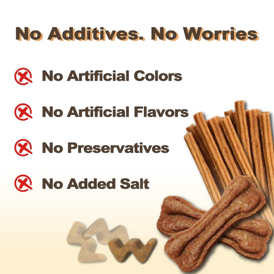 VITADAY Buffalo Dog Treats Bone 8oz, Natural Low-Fat Chews for Training & Rewards, Limited Ingredient, Dogs & Puppies