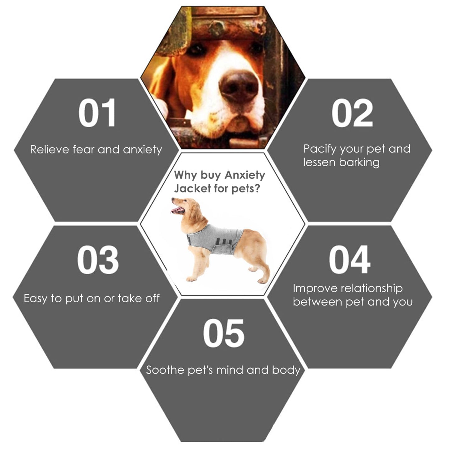iFCOW Dog Anxiety Vest, Soft Breathable Dog Anxiety Relief Jacket Calming Coat Thunder Dog Wrap for Anxiety Stress Relief