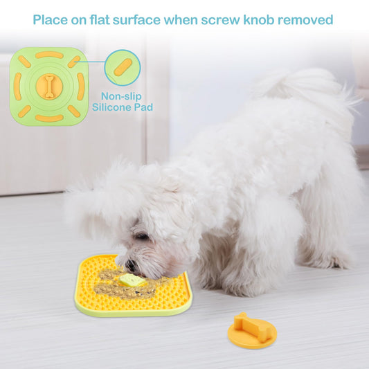 Avont Lick Mat for Dogs Cats, Cat Dog Crate Lick Mat Slow Feeder for Wet Food, Peanut Butter Lick Pad, Soothing Calming Licking Square Mat for Kennel Crate Training Grooming -Orange