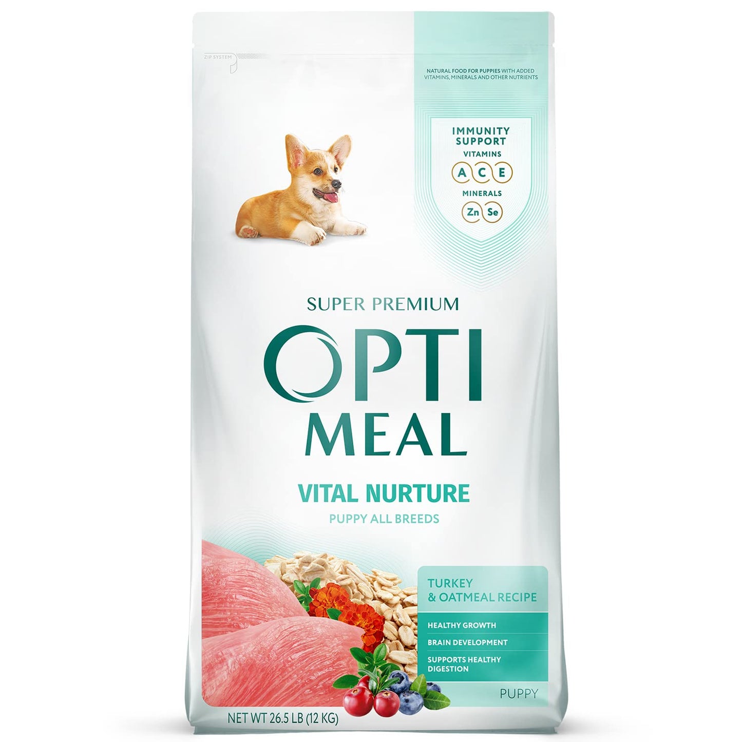 OPtimeal Natural Dog Food for Puppies - Proudly Ukrainian - Delicious Dry Puppy Food Recipe, Puppy Dog Food for Healthy Growth and Development26.5 lbsTurkey & Oatmeal