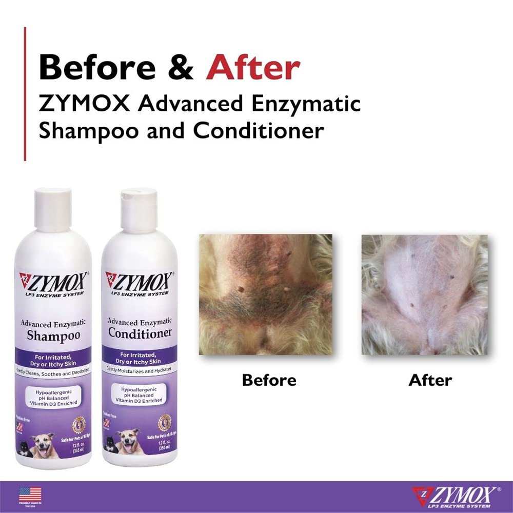 ZYMOX Advanced Enzymatic Leave-On Conditioner, 12oz. – for Pets & Animals of All Ages: Conditions, Detangles, Soothes, & Moisturizers Skin & Coat