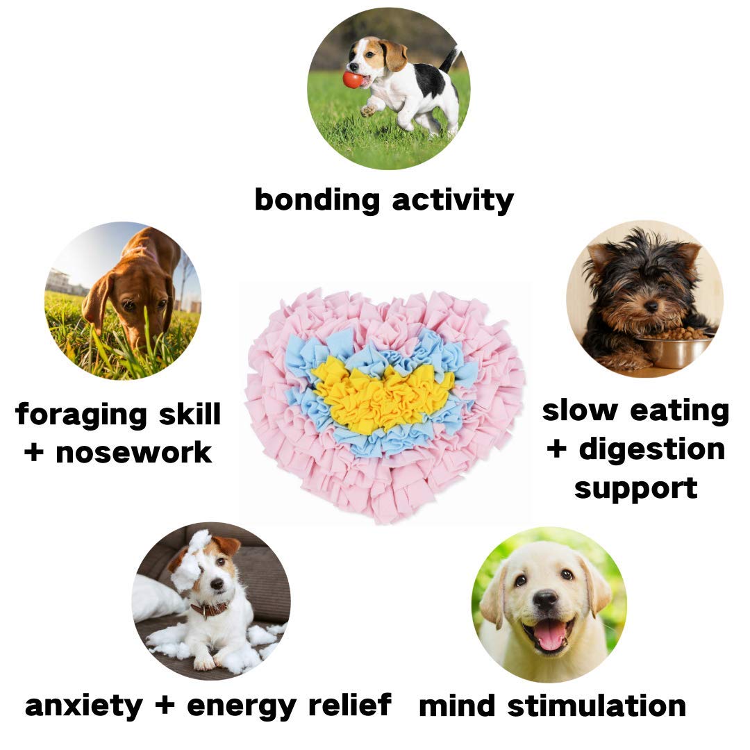 GoFika Small Dogs Slow Feeding Snuffle Foraging Mat Cloth for Puppies and Pets (14" x 11.8") Interactive Puzzle Feeder for Stimulation and Nosework (Pink)