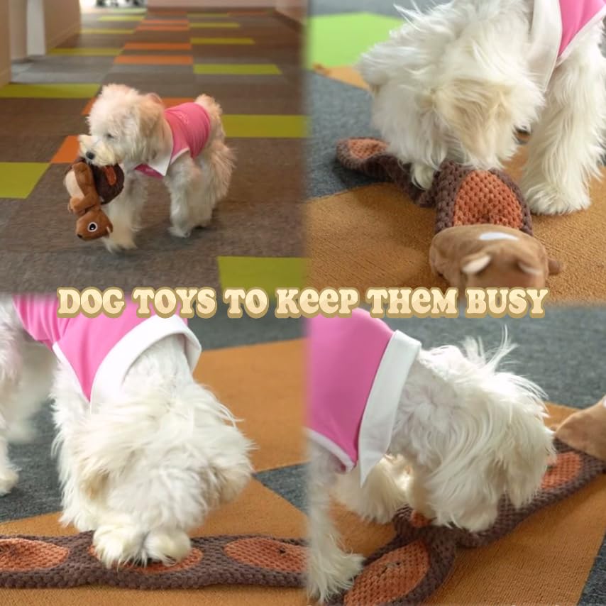 Dog Puzzle Toy, Squirrel Interactive Dog Toy with 2 Chew Balls, Squeaky Dog Toys to Keep Them Busy, Dog Treat Games for Small Puppy, Snuffle Enrichment Toy Anti Boredom, Cognitive Dogs Toy