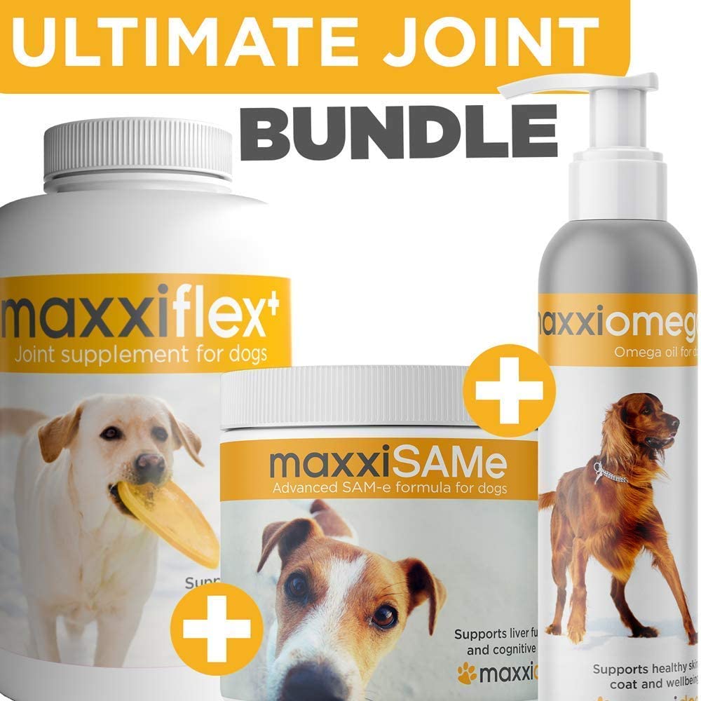 maxxipaws Ultimate Joint Support for Dogs – maxxiflex+ Canine Hip and Joint Supplement & maxxiomega 3 6 9 Omega Fish Oil & maxxiSAMe Advanced SAM-e Support for Dogs