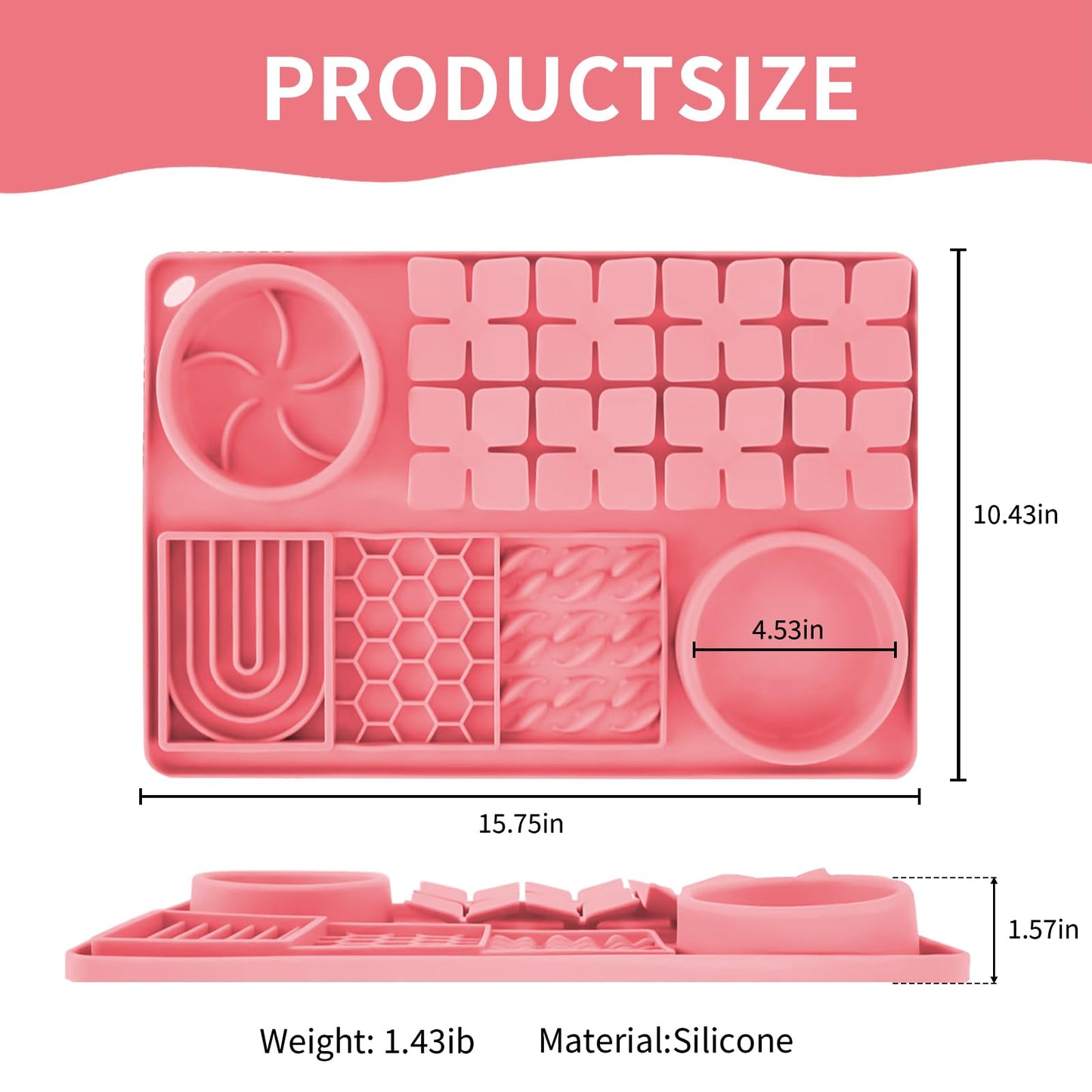 Lick Mat for Dogs with Suction Cups,Silicone Dog Lick Mat,Slow Feeder Bowl,Dog Puzzle Toy,Interactive Sniff Mat for Bored Puppies,Snuffle Mat for Pet Smell Training and Slow Eating