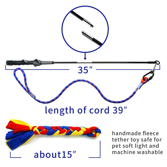 YINOR Flirt Pole for Dogs-Interactive Lures Durability Rope,Chase and Tug of war Puppy Toy，Outdoor Dog Agility Training Equipment Plush，Teaser Chew Pet Kits for Small Medium Dogs