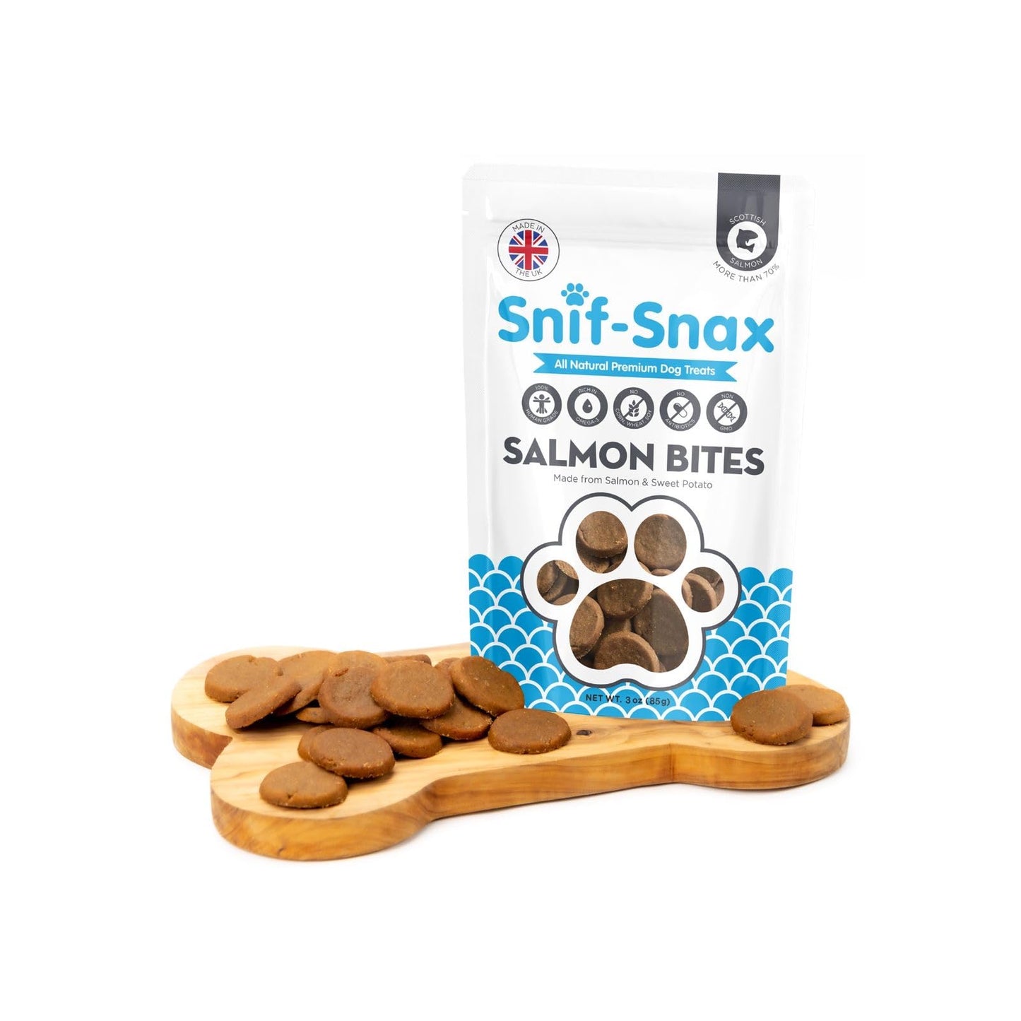 Snif-Snax Salmon Bites Dog Treats 3 Pack – All Natural, Healthy Training & Reward Treats for Dogs – Human Grade, High Protein