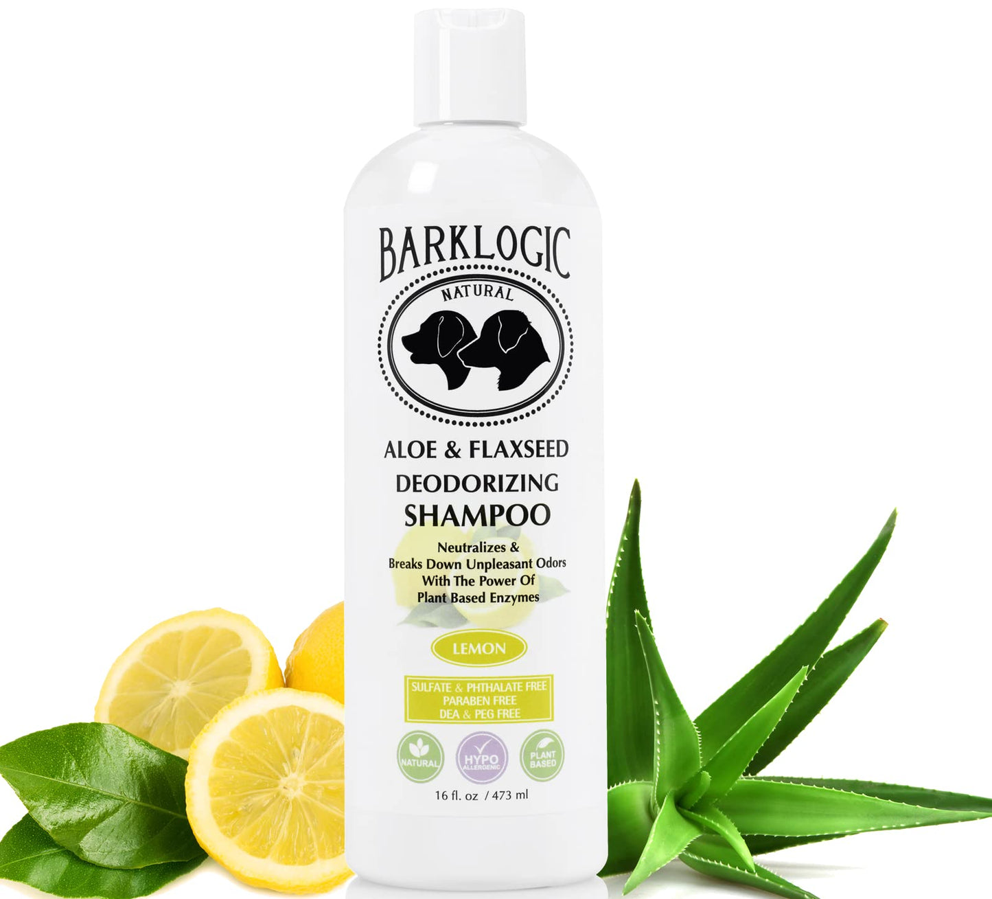 BarkLogic Deodorizing Lemon Dog Shampoo - Sulfate Free, No Phthalates, No Parabens, No PEG's, Made with Naturally Derived Ingredients