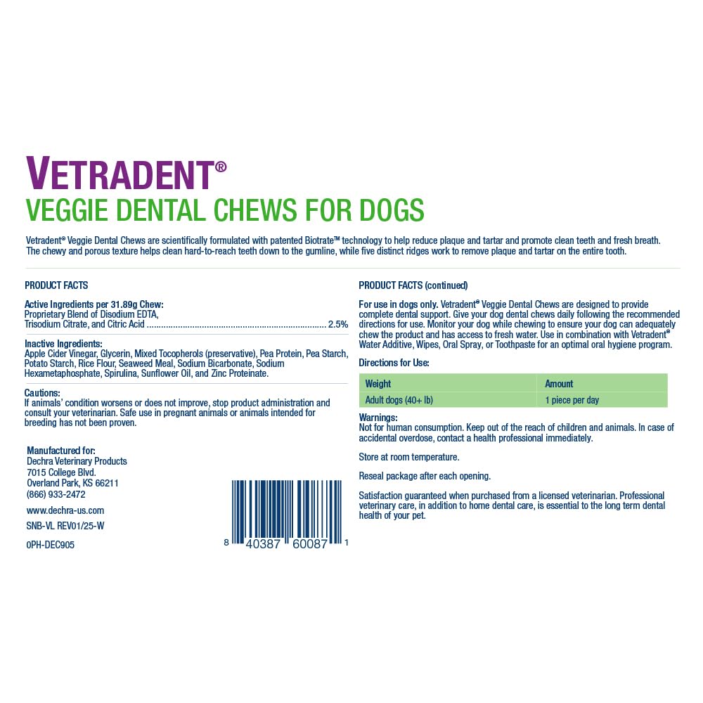 VETRADENT® Veggie Dental Chews for Large Dogs