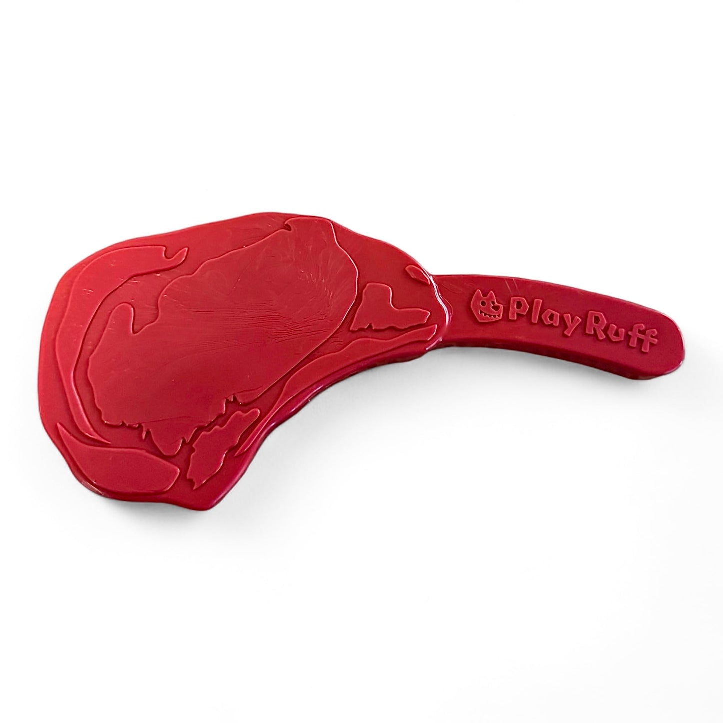 PlayRuff Ultra Premium Durable Nylon Steak Chew Toy for Dogs | for Aggressive Chewers | Made in USA (Tomahawk Ribeye) Red