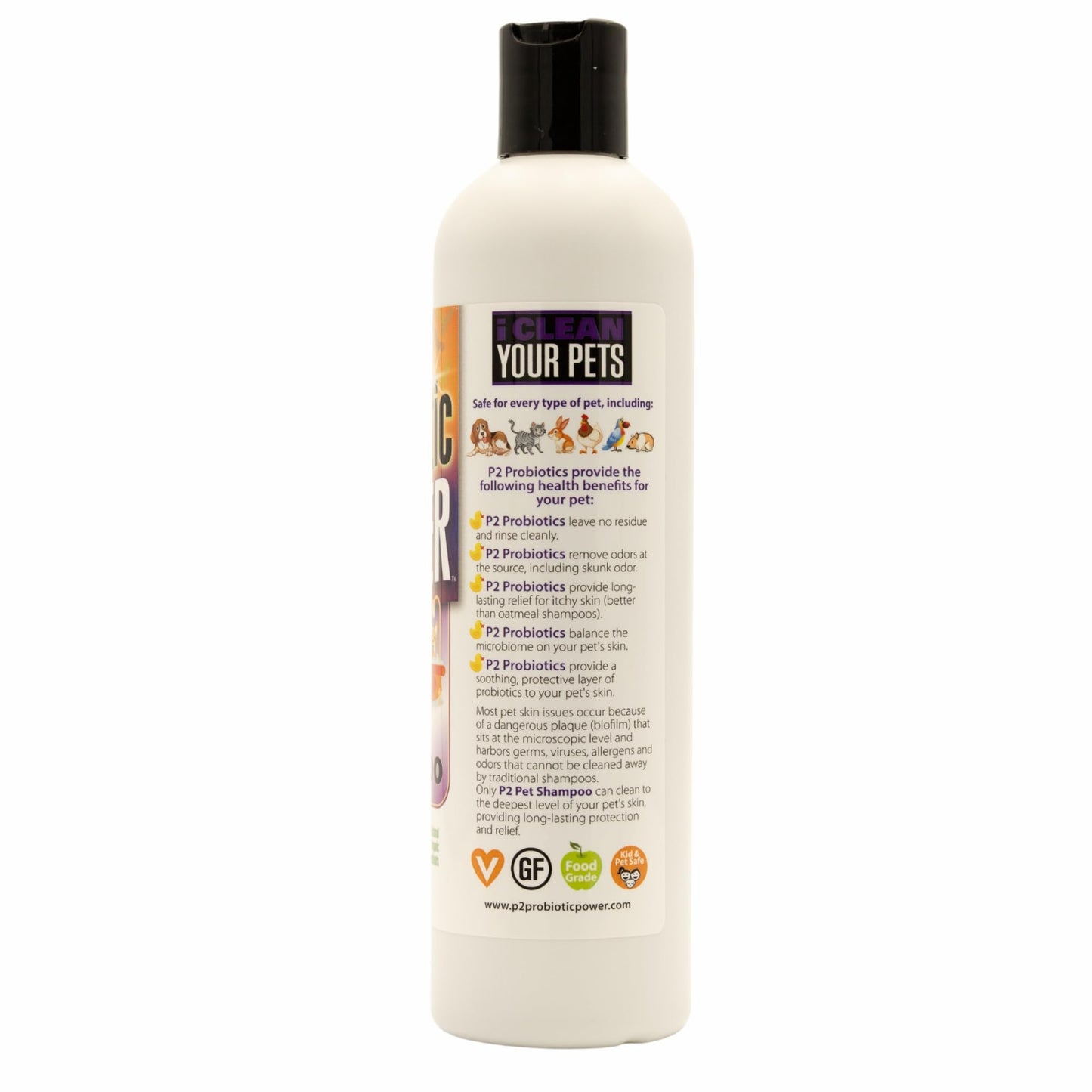 Probiotic Power Gentle Soothing Pet Shampoo for Dogs, Cats, Puppies, Kitten, Rabbits – Aloe, Oatmeal Free, Odor Control, Moisturizing, Biodegradable, pH Balanced Grooming Wash, 12 oz