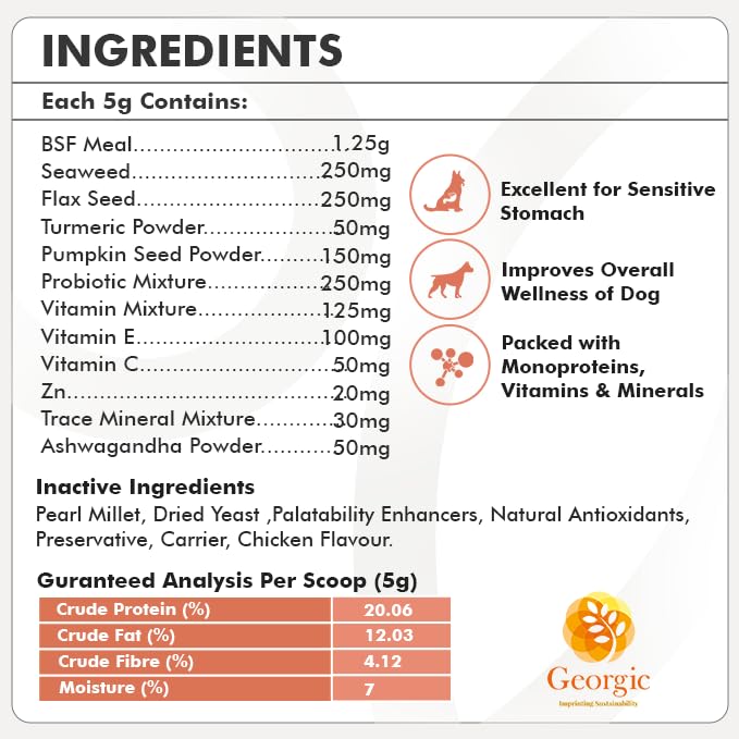 Wagtastic Dog Multivitamin Powder – Natural Superfood & Herbal Blend with Seaweed, Omega 3, Ashwagandha, Turmeric, Flaxseed – Supports Digestion, Immunity, Skin, Coat & Overall Health