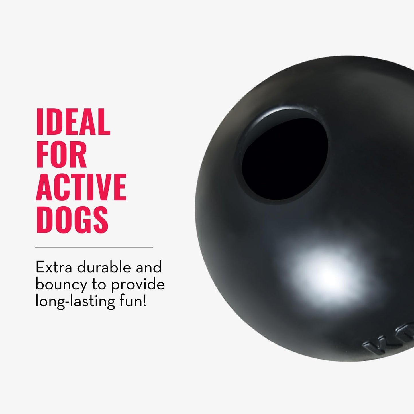 KONG Extreme Ball with Hole - Fetch Toy - Durable Dog Toy for Training, Interactive Playtime & More - Natural Extreme Rubber Ball - Black - for Large/Medium Dogs