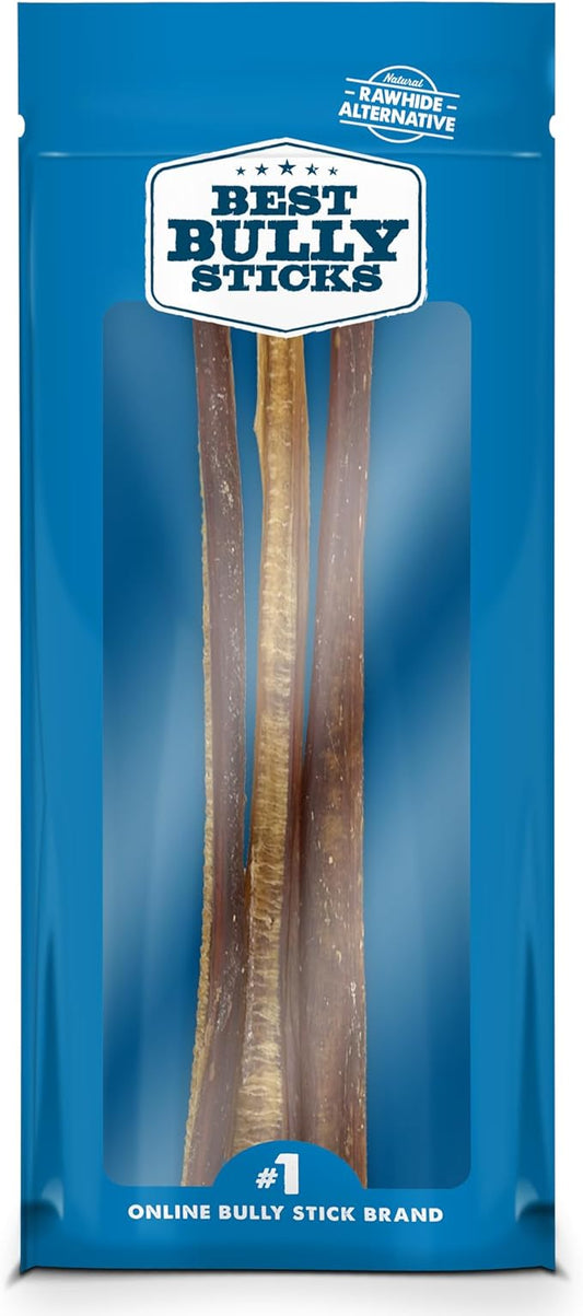Best Bully Sticks 12 Inch Bully Sticks for Dogs - 3 Count (Pack of 1) - Natural, Easily Digestible, 100% Grass-Fed Beef, Grain and Rawhide Free - Trial Size