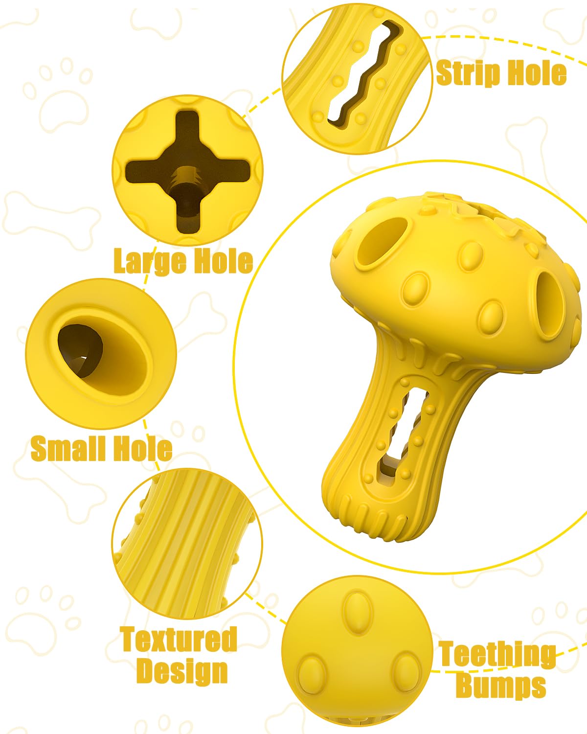 Dog Chew Toys for Aggressive Chewers, Rubber Treat Dispensing Stimulation Toy to Keep Them Busy, Durable Interactive Enrichment Puzzle Toy for Medium Large Breed Dogs