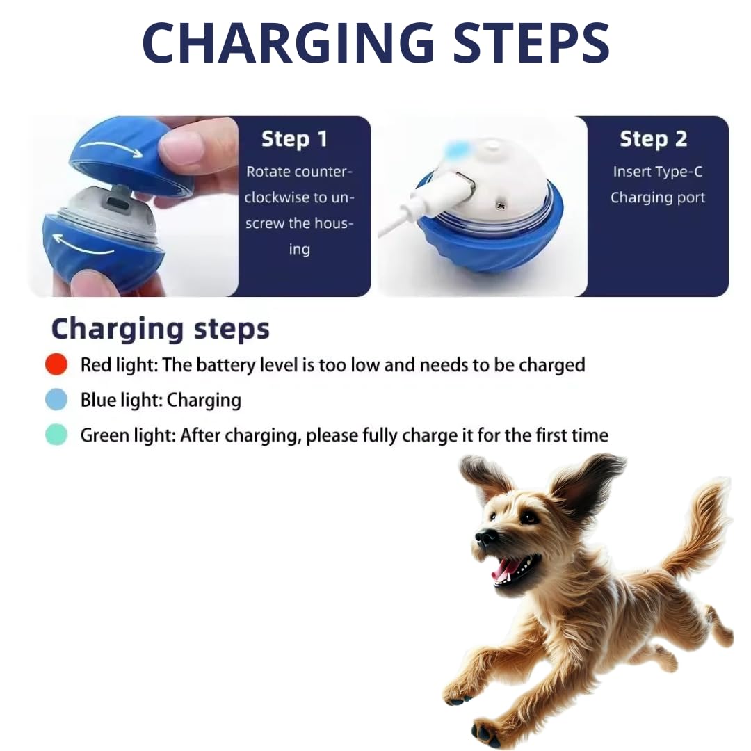 Interactive Dog Ball, Blue 2.2 Inch Electric Dog Toy for Small/Medium Dogs, Automatic Moving Electric Rolling Dog Toy, Ideal Gift for Dog Owners Seeking Interactive Rolling Ball