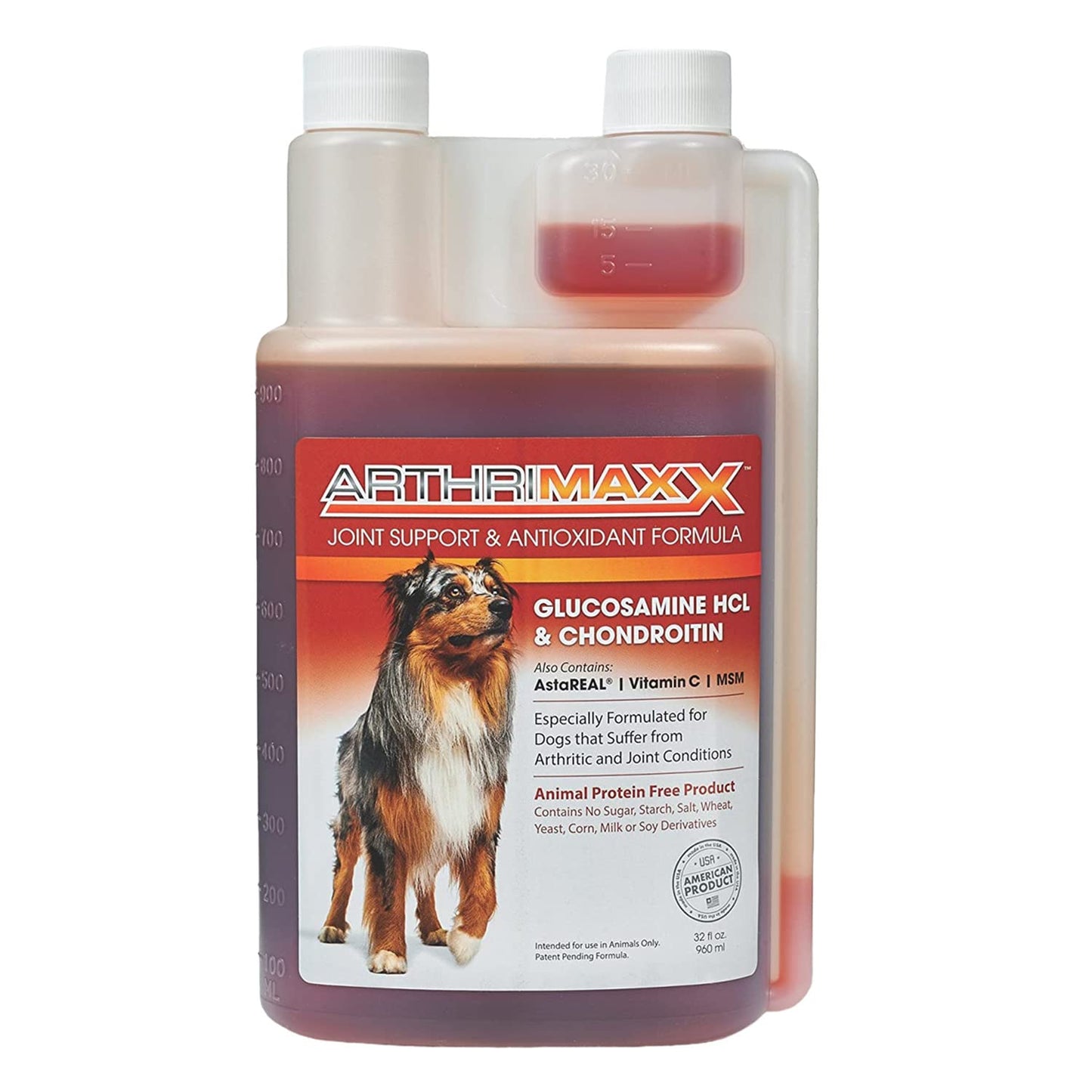ArthriMAXX Dog Supplement for Joint Inflammation & Arthritis, Naturally Potent Dog Joint Care, Antioxidant Formula with MSM, Chondroitin, Vitamin C, & Glucosamine for Dogs, 32 fl oz