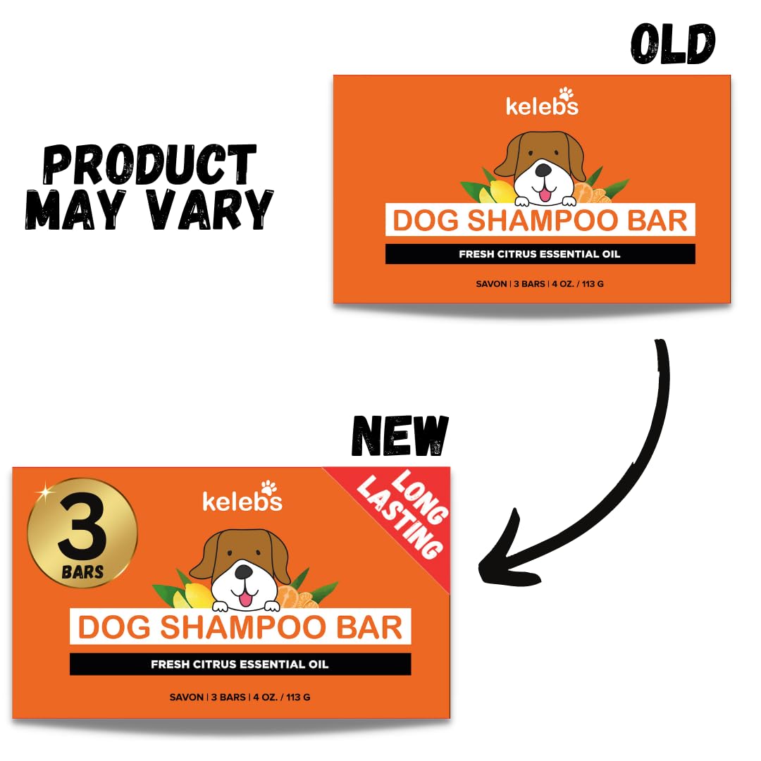 Kelebs Dog Shampoo for Smelly Dogs, Natural Dog Deodorizing Shampoo Bar with Citrus Essential Oils | Eco-Friendly | Zero Plastic Waste | Vegan | 3 Pack