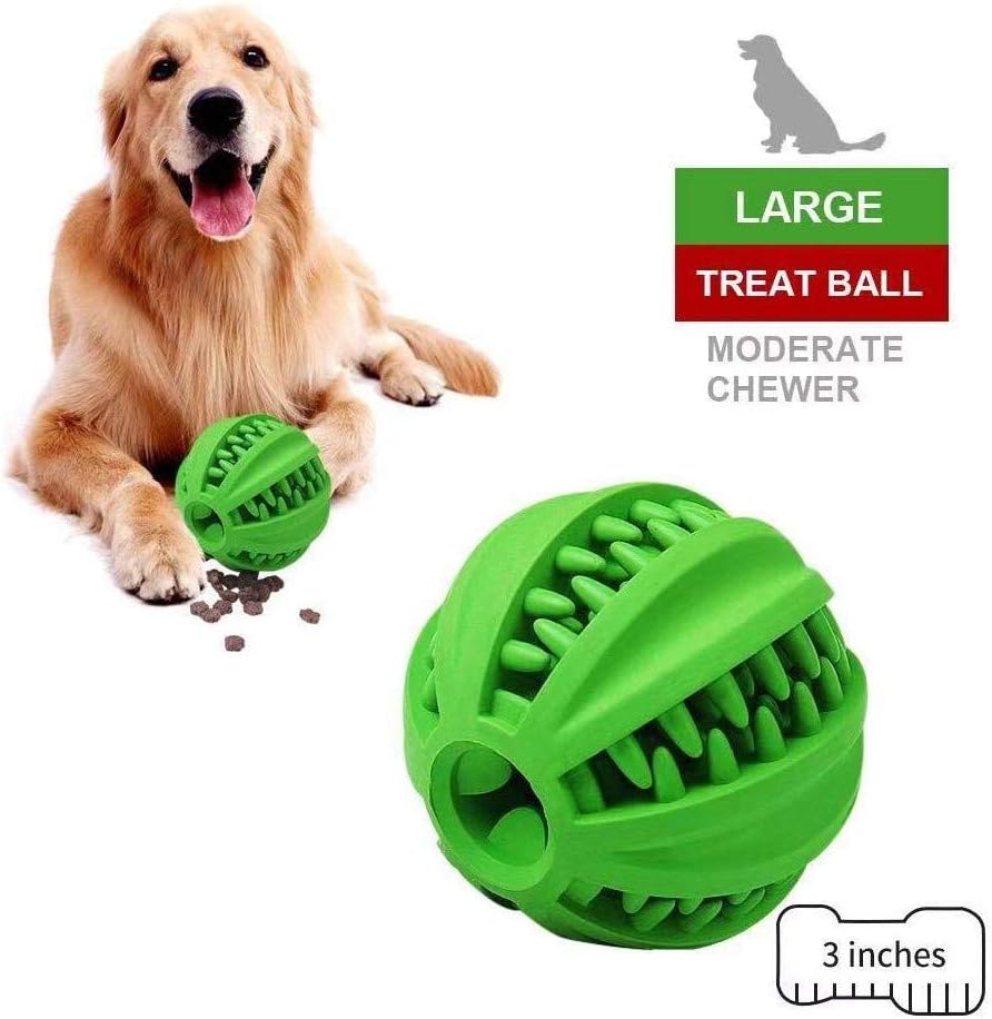 ONTWOPETS Dog Ball Toy - Interactive Dog Enrichment, Mental Stimulation Treat Embedding Rubber Ball Reduce Boredom (3 inches)