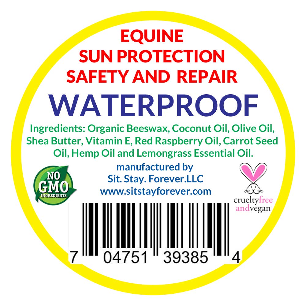 Sit Stay Forever Organic Sunscreen & Moisturizer for Horses, Suncoat, Sun Protection for Nose and Sensitive Skin, Sunblock for Horses, Zinc Free, Equine Sunscreen, Equine UV Protection, 4 oz